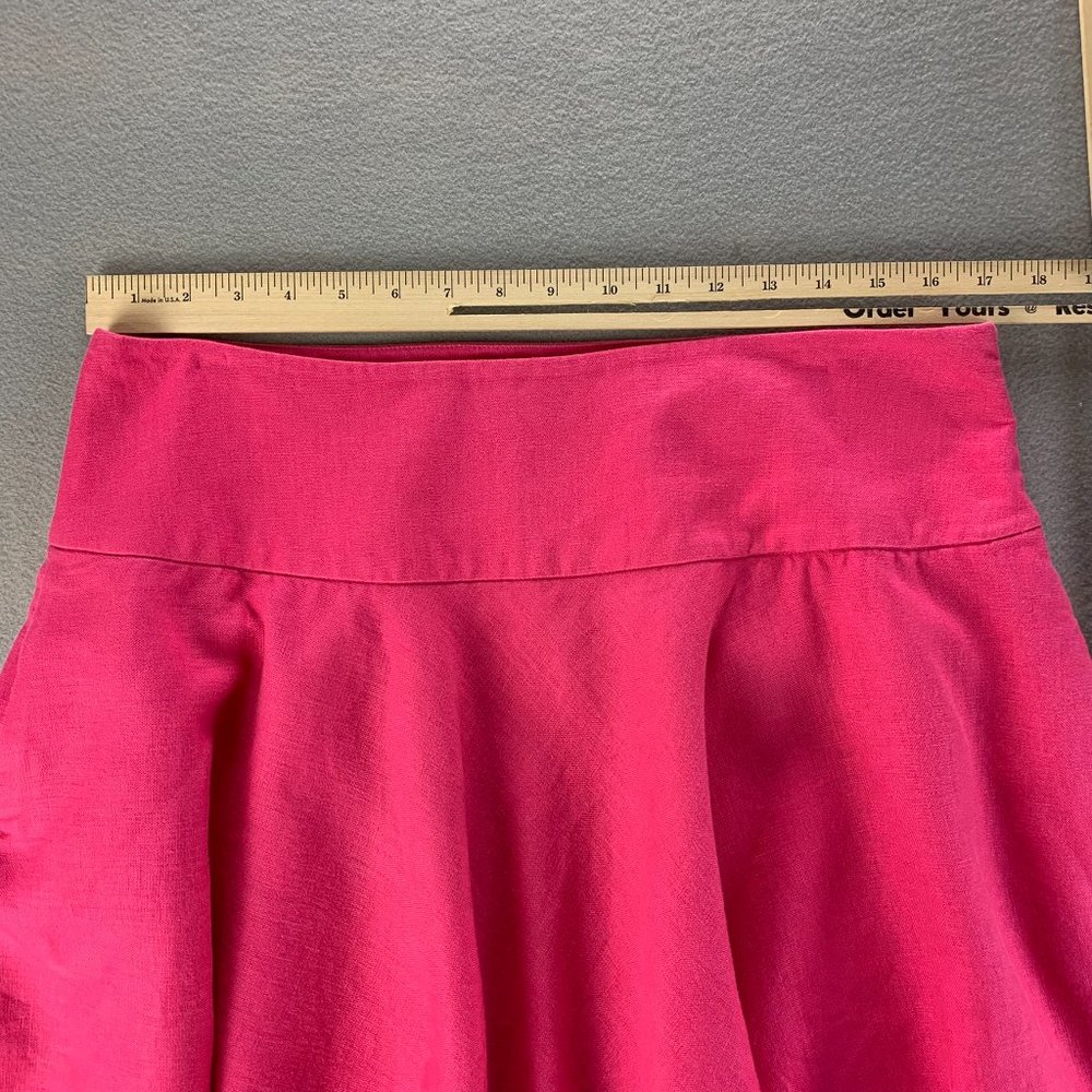 **SOLD**Lauren Ralph Lauren LRL Womens Skirt 12 Pink Linen Skater Flare Pockets - Picture 5 of 10
